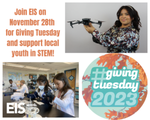 photo of youth in science and technology classes. Text: Giving Tuesday 2023